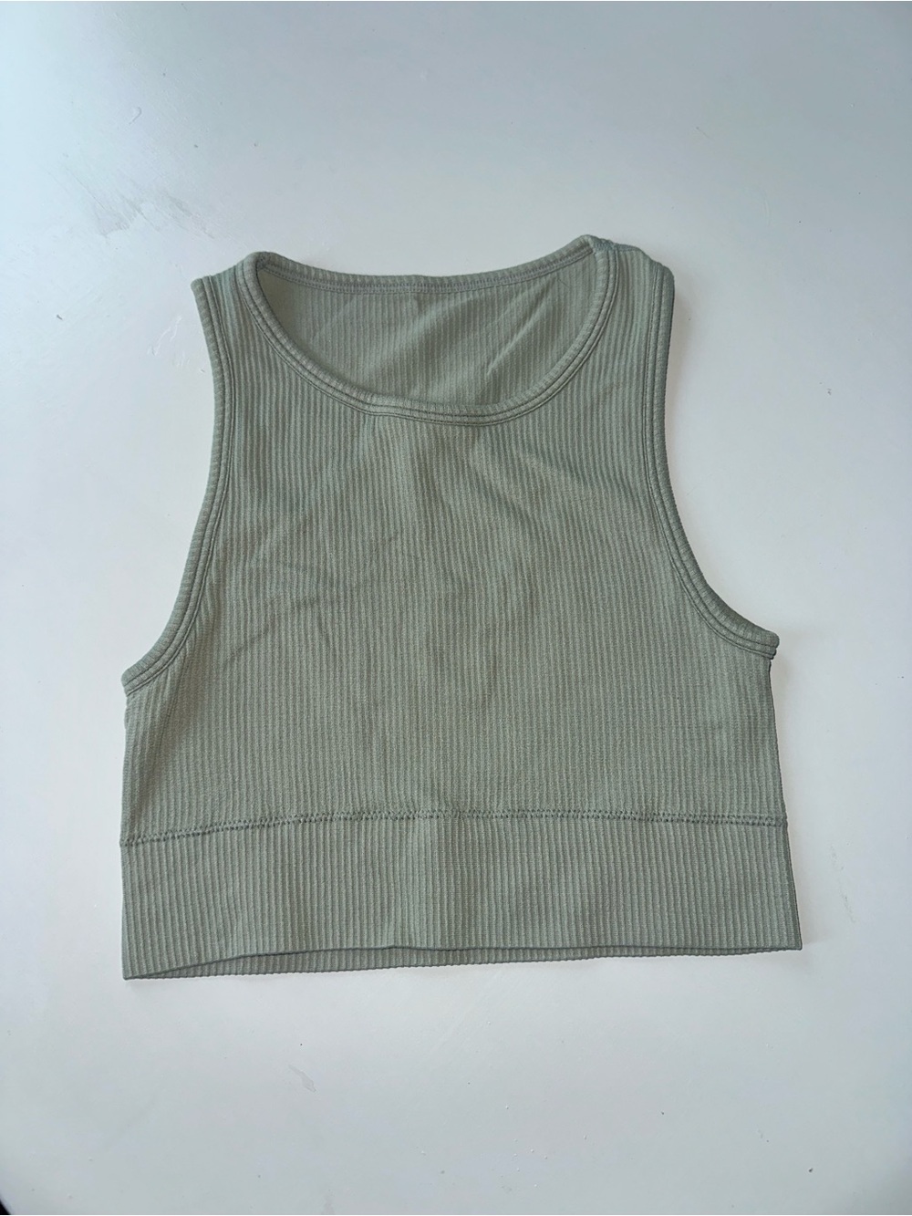 SKIMS Ribbed Crop Tank — Sage